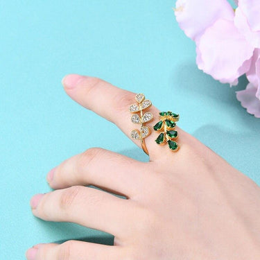 Simple Korean Style 6 Colors Adjustable Leaf Zircon Rings for Women  -  GeraldBlack.com