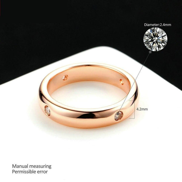 Simple Rose Gold Color Lovers Ring with Austrian Crystals Full Sizes - SolaceConnect.com