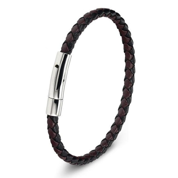 Simple Style Stainless Steel Genuine Leather Bracelets for Men & Ladies - SolaceConnect.com