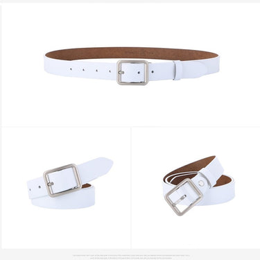 Simple Vintage Genuine Split Leather Square Pin Buckle Belt for Women  -  GeraldBlack.com