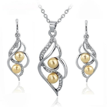 Simulated Pearl Crystal Gold Color Indian Wedding Jewelry Sets for Women - SolaceConnect.com