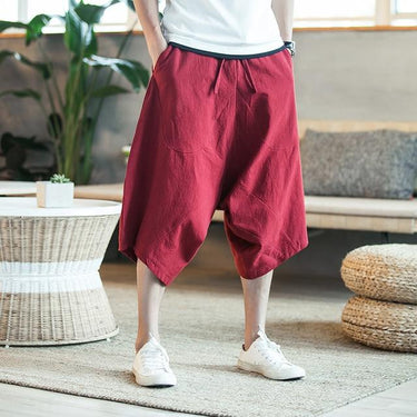 Sinicism Men's Wild Crotch Pure Cotton Harem Summer Baggy Plus Size Pants - SolaceConnect.com