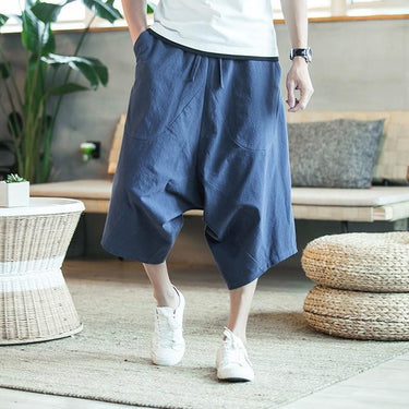 Sinicism Men's Wild Crotch Pure Cotton Harem Summer Baggy Plus Size Pants - SolaceConnect.com