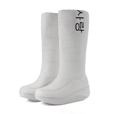 Size 35-44 Ladies Snow Boots with Wedges Heels Slip On & Fur Inside  -  GeraldBlack.com