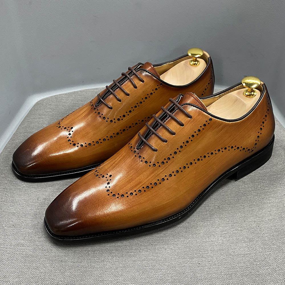 Size 38 To 47 Men's Genuine Calf Leather Lace Up Business Oxford Shoes  -  GeraldBlack.com