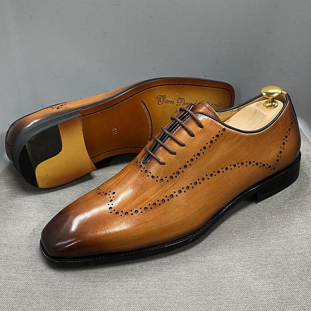 Size 38 To 47 Men's Genuine Calf Leather Lace Up Business Oxford Shoes  -  GeraldBlack.com