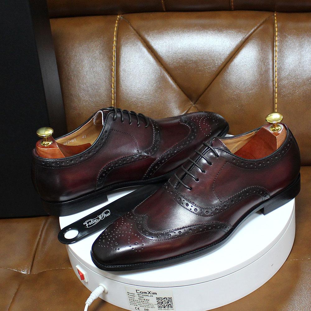 Size 6-13 Wingtip Grey Genuine Leather Oxford Dress Shoes for Men  -  GeraldBlack.com