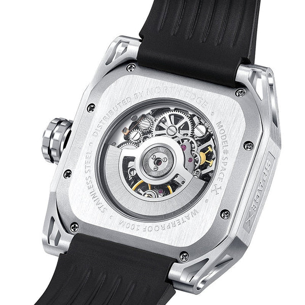 Skeleton Automatic Watch Men Sports Square Mechanical Wristwatches Movement 46mm Diver Watches  -  GeraldBlack.com