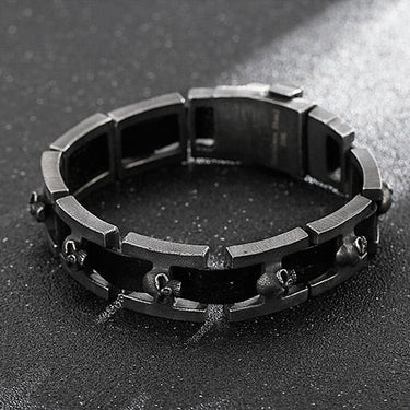 Skull Head Shaped Men's Leather Bracelets With Belt Buckle Stainless Steel Hand Bands Wristbands Big Size 24 23CM  -  GeraldBlack.com