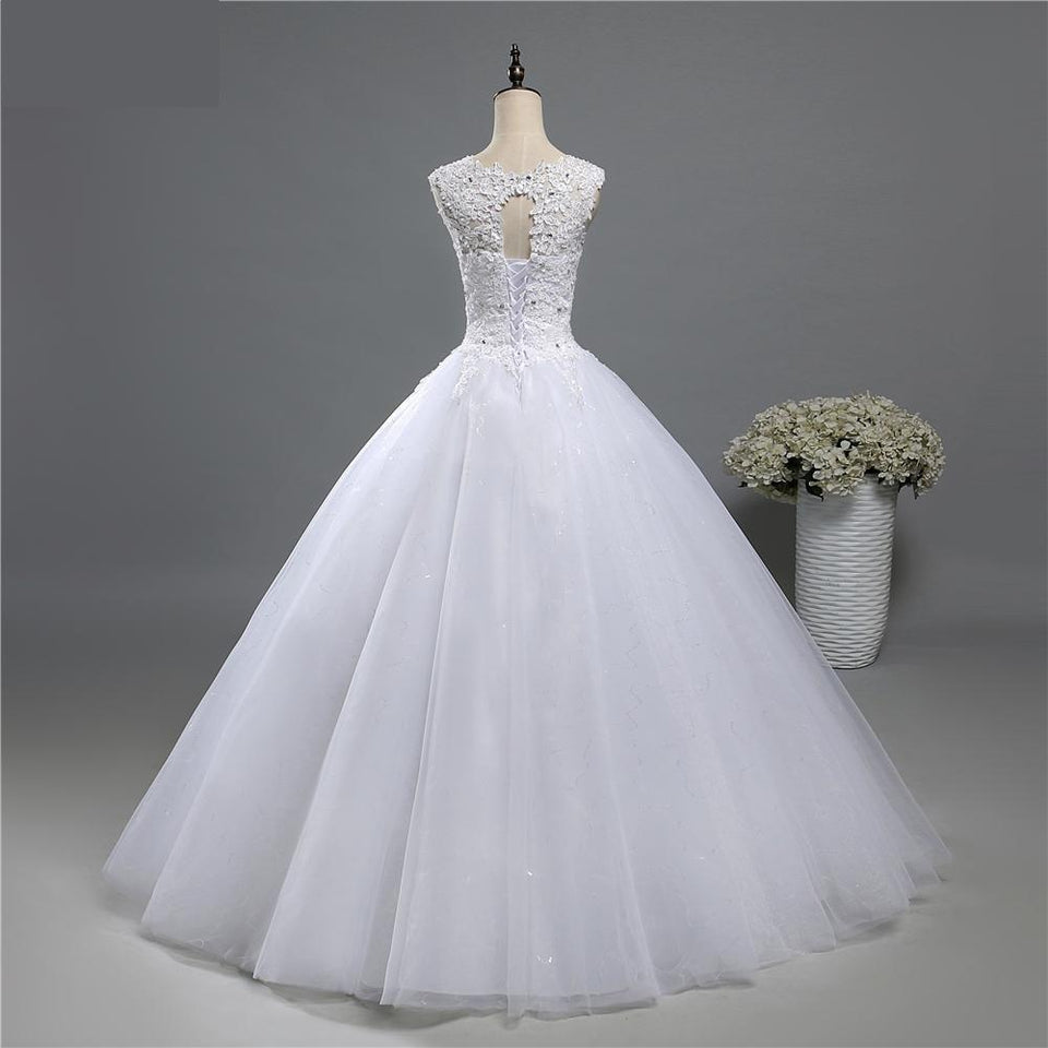 Sleeveless Maxi Tulle Plus Size Wedding Dress nor424