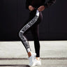 Slim Black Color White Letters Push Up Workout Polyester V-waist Jeggings  -  GeraldBlack.com