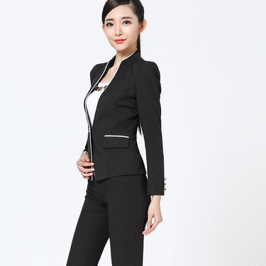 Slim Fit Workwear Women’s Pantsuit with Blazer and Pant in Plus Size - SolaceConnect.com