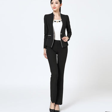 Slim Fit Workwear Women’s Pantsuit with Blazer and Pant in Plus Size  -  GeraldBlack.com