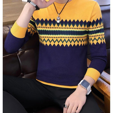 Slim Men's Korean Style Knitted Long Sleeve Pullover Sweater - SolaceConnect.com