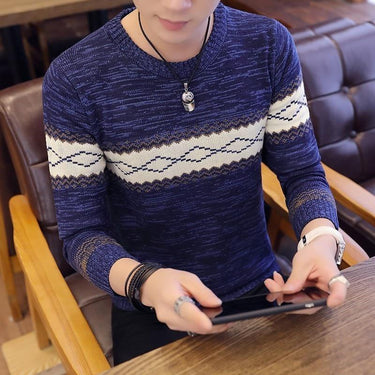 Slim Men's Korean Style Knitted Long Sleeve Pullover Sweater  -  GeraldBlack.com