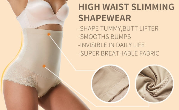 Slimmers High Waist Tummy Control Panties Women Shapewear Mesh Lace Abdomen Flat Body Shaper Butt  -  GeraldBlack.com