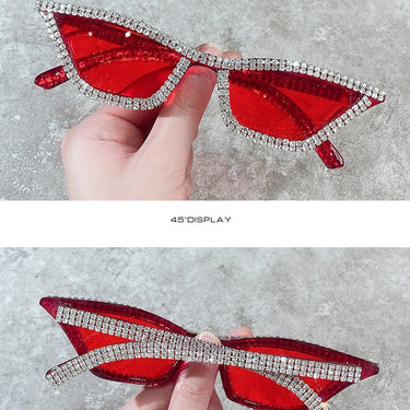 Small Luxury Designer Crytstal Cat eyes Sunglasses For Ladies Diamond Eyeglasses  -  GeraldBlack.com
