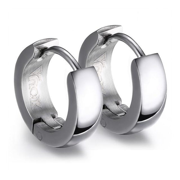 Small Stainless Steel Black Silver Blue Gold Hoop Unisex Earrings - SolaceConnect.com
