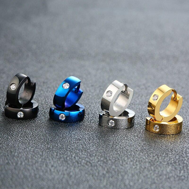 Small Stainless Steel Black Silver Blue Gold Hoop Unisex Earrings  -  GeraldBlack.com