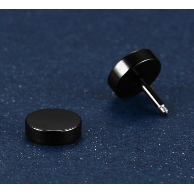 Small Stainless Steel Round Dumbbell Punk Style Stud Earrings for Man  -  GeraldBlack.com