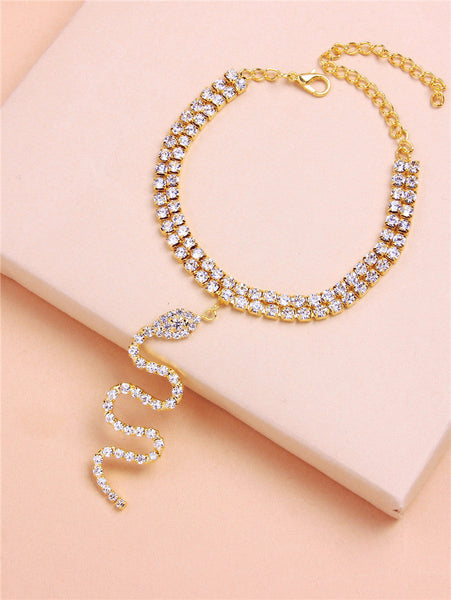 Snake Charm Anklet and Bracelet with Dazzling CZ Stone for Women  -  GeraldBlack.com
