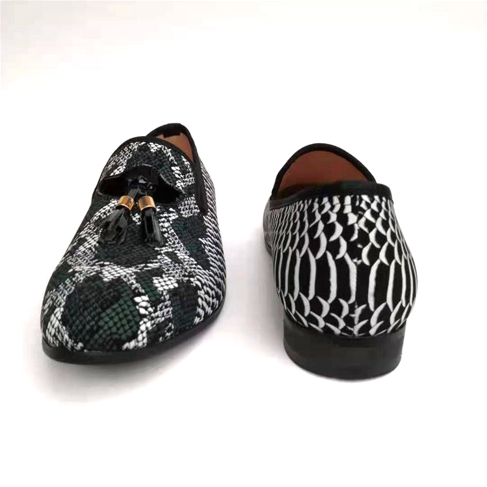 Snake Leather Shoes Slip-On Breathable Tassels Loafers For Men  -  GeraldBlack.com