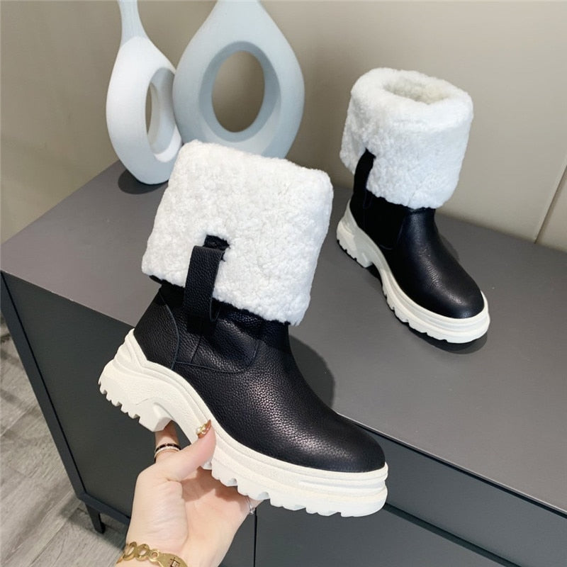 Snow Boots Women Chaussures Femme Cozy Ankle Casual Warm Botines Slip-On Ladies Shoes Winter Botas  -  GeraldBlack.com
