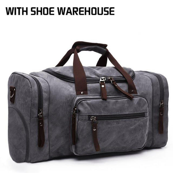 Soft Canvas Travel Tote Duffel Weekend Bags for Men with Zipper - SolaceConnect.com