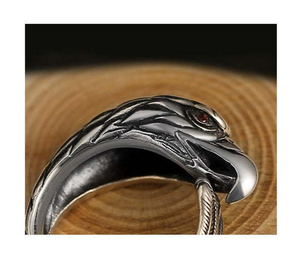 Solid 925 Silver Vintage Black Zirconia Adjustable Punk Rock Ring for Men - SolaceConnect.com