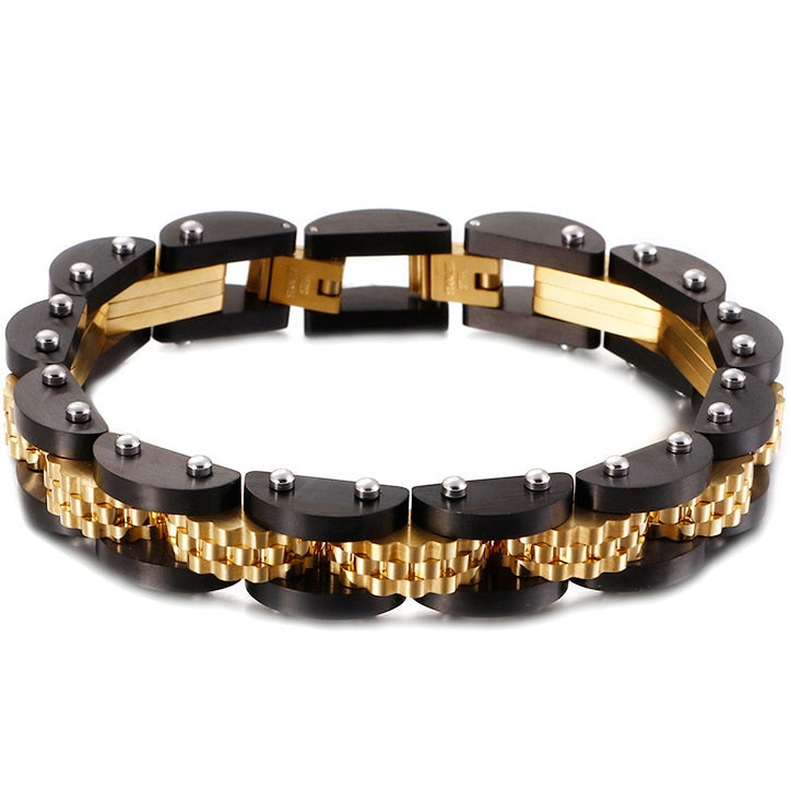 Solid Black Stainless Steel Man Bracelet 11MM Watch Strap Bracelets Metal BanglesHand Jewelry Accessories  -  GeraldBlack.com