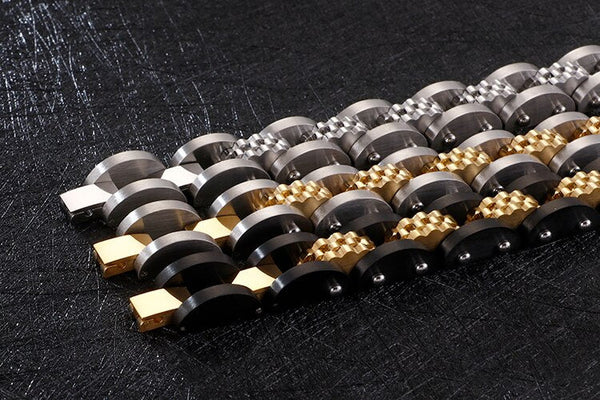 Solid Black Stainless Steel Man Bracelet 11MM Watch Strap Bracelets Metal BanglesHand Jewelry Accessories  -  GeraldBlack.com