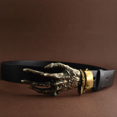 Solid Brass skull hand Belt Buckle DIY Handmade Craft buckle Skeleton hand bone punk rock skull belt belts Accessories  -  GeraldBlack.com