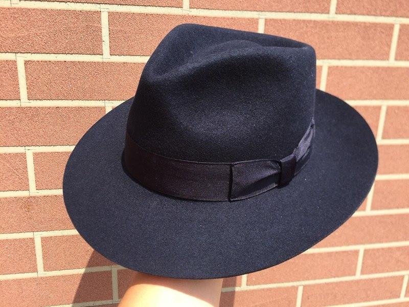 Solid Classic Deep Blue Wool Men's Fur Felt Gangsters Hipsters Fedora Hat - SolaceConnect.com