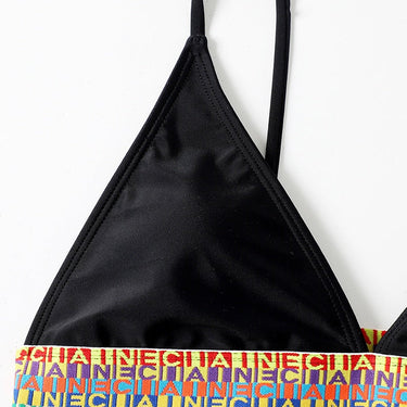 Solid Color Multicolor Patchwork Pattern Push up Bathing Bikini Set Swimsuit  -  GeraldBlack.com