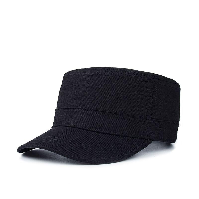 Solid Colour Black Flat Cotton Military Hats for Men & Women  -  GeraldBlack.com