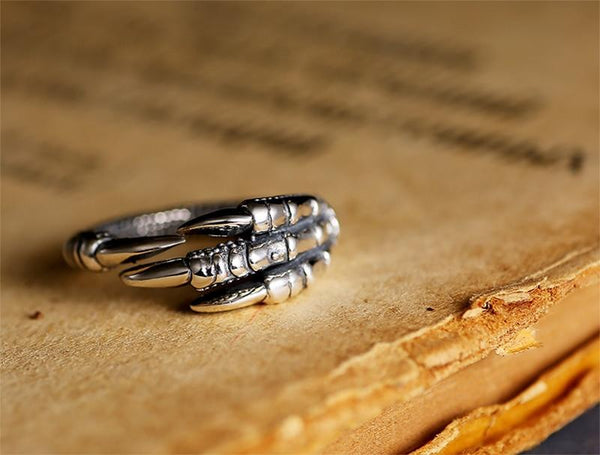 Solid Silver Steampunk Eagle Paw Retro Unisex Ring Vintage Thai Jewelry - SolaceConnect.com