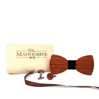 Solid Wooden Men's Bow Tie Cufflinks Gravata Set for Party Wear  -  GeraldBlack.com