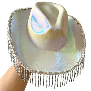 Space Cowgirl Hat for Adult Cowboy Hat with Rhinestones Fringe Tassle Rave Hats Fits Most Women for Theme Party  -  GeraldBlack.com