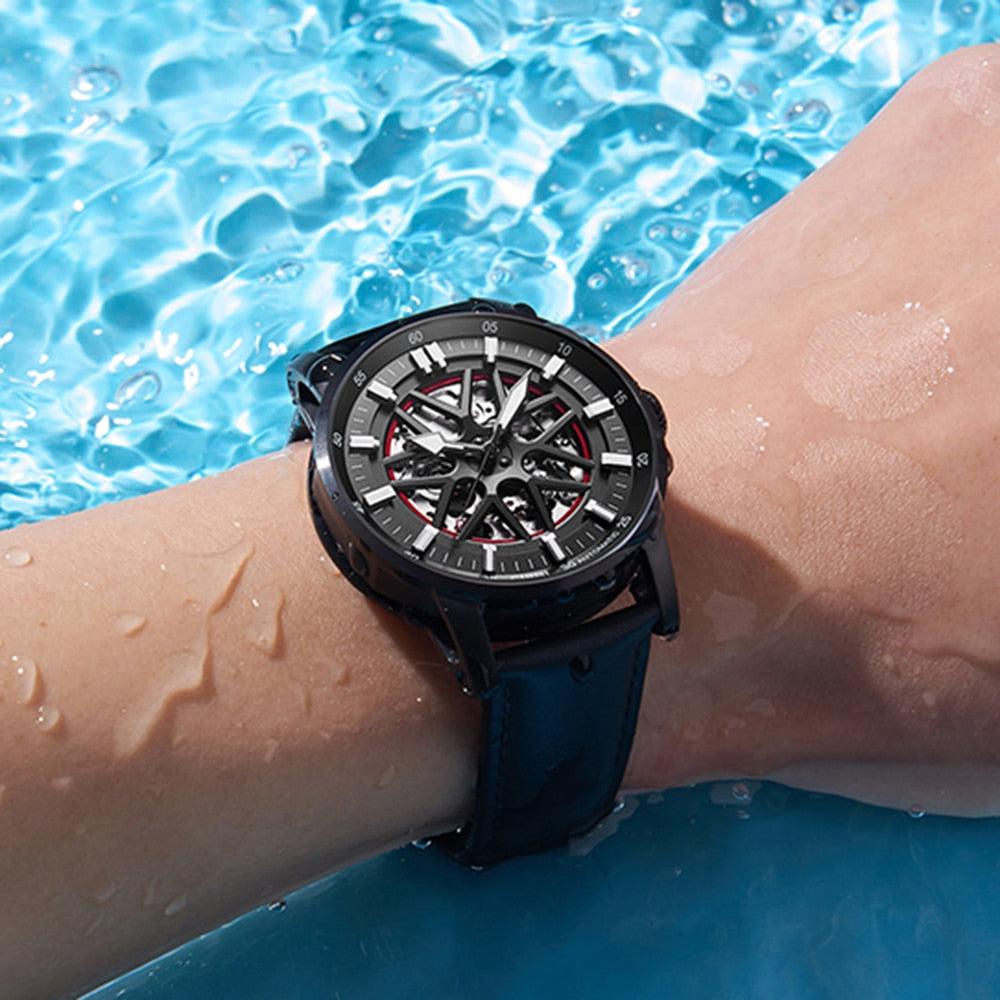 Sports Automatic Men Luxury Skeleton Mechanical Wristwatches 42mm Stainless Steel Sapphire Glass Waterproof Clocks  -  GeraldBlack.com