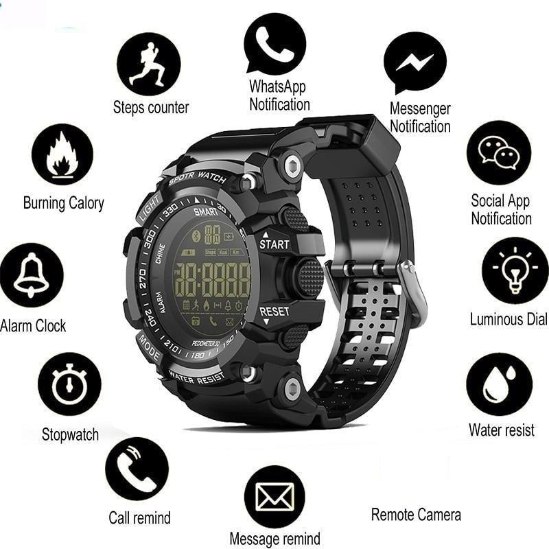 Sports Bluetooth Smartwatch with Clock Pedometer Remote Control Call R ...