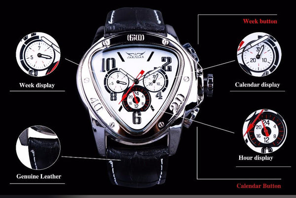 Sports Fashion Men's Automatic Triangular 3 Dial Display Watch - SolaceConnect.com