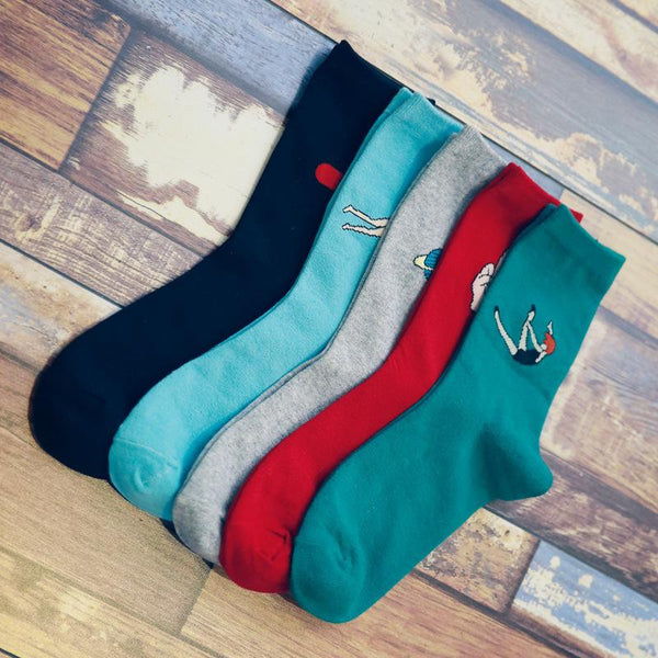 Sporty Funny Cotton Short Breathable Socks for Women with Cartoon Prints  -  GeraldBlack.com