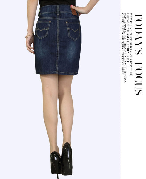 Spring and autumn fashion casual plus size stretch denim jeans skirt for female  -  GeraldBlack.com