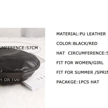 Spring and Autumn Synthetic Leather Beanie Beret Hat Cap for Women  -  GeraldBlack.com