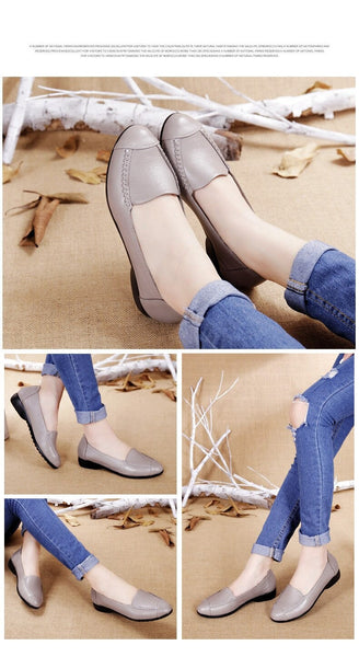 Spring and Autumn Women's Flats Fashion Genuine Leather Soft Shoes  -  GeraldBlack.com