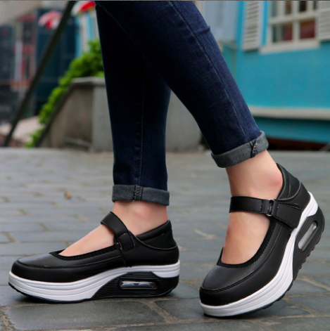 Spring Autumn Black Women Swing Slip-on Shallow Mocasines Round Toe Solid Casual Shoes  -  GeraldBlack.com
