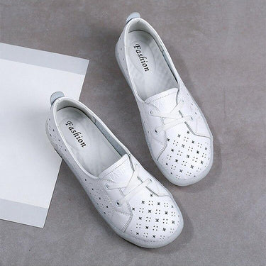 Spring Autumn Casual Women's Solid Genuine Leather Lace-up Flats Loafers - SolaceConnect.com