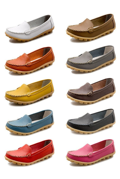 Spring Autumn Fashion Women's Genuine Leather Slip-on Flats Loafers - SolaceConnect.com
