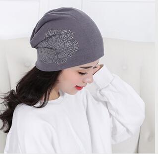 Spring Autumn Knitted Flower Rhinestones Beanie Hats for Women - SolaceConnect.com