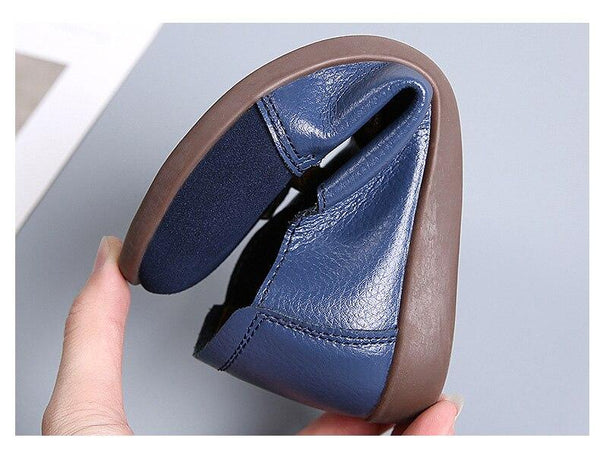 Spring Autumn Ladies Genuine Leather Slip-on Ballet Flats Sneakers Shoes - SolaceConnect.com